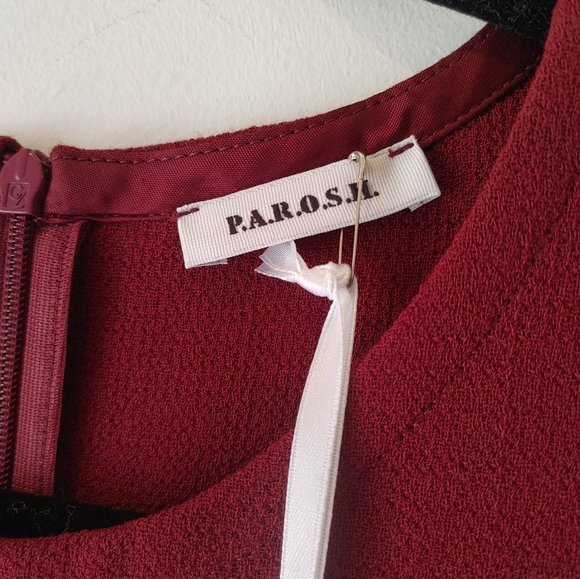 P.A.R.O.S.H. Burgundy Crepe Stretch Dress NWT Size Medium - Picture 4 of 11